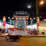 Pattaya street 3, moon over Talad Khang Keng.