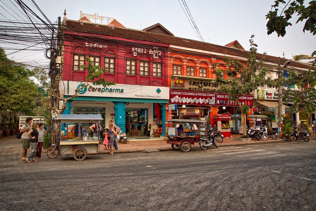 Evening near the city centre of Siem Reap in Cambodia.